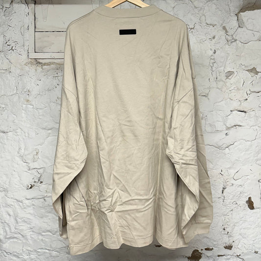 Fear of God Essentials Tan Small Chest Logo L/S T-Shirt Sz L DS