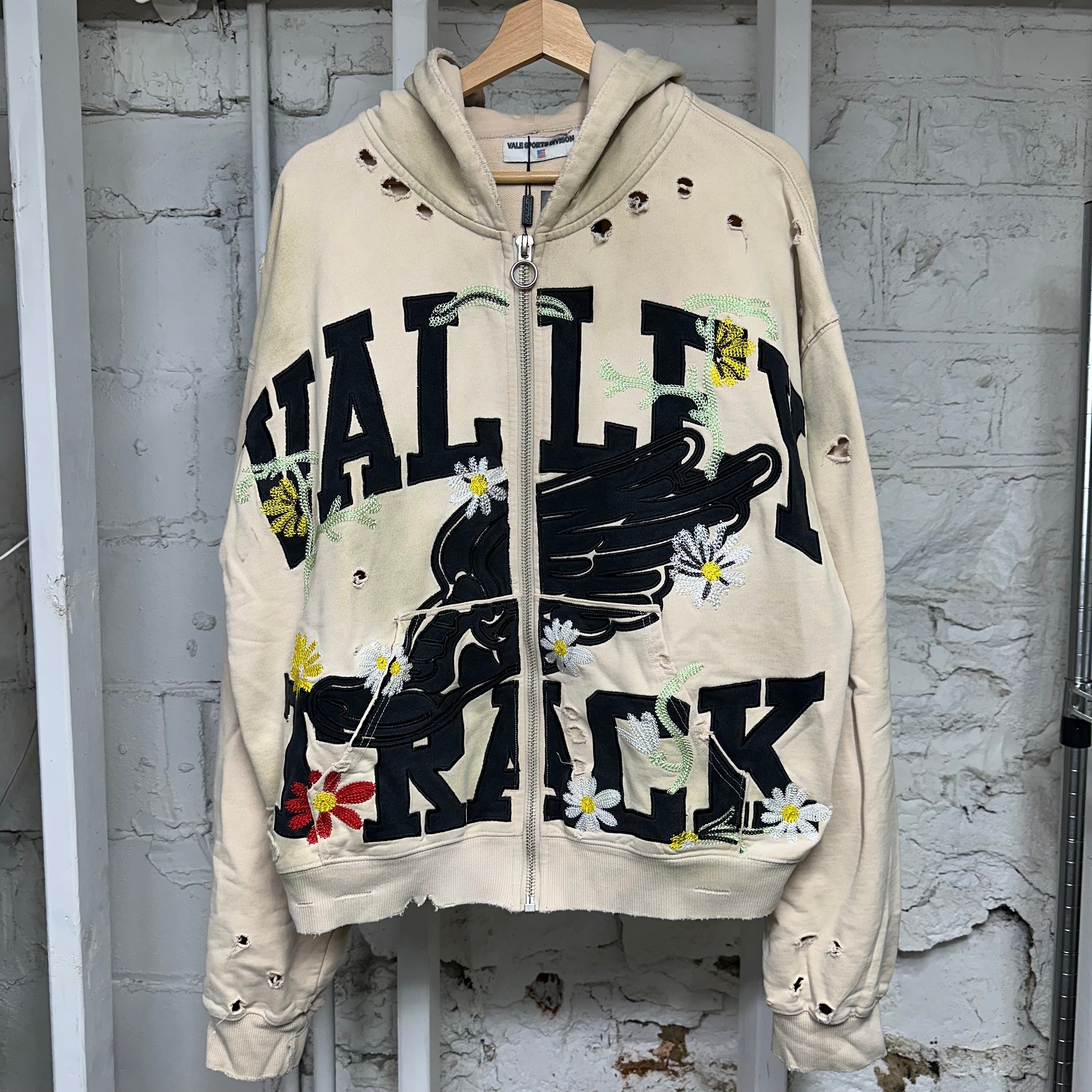 Vale Garden Beige Zip Up Hoodie Sz XL