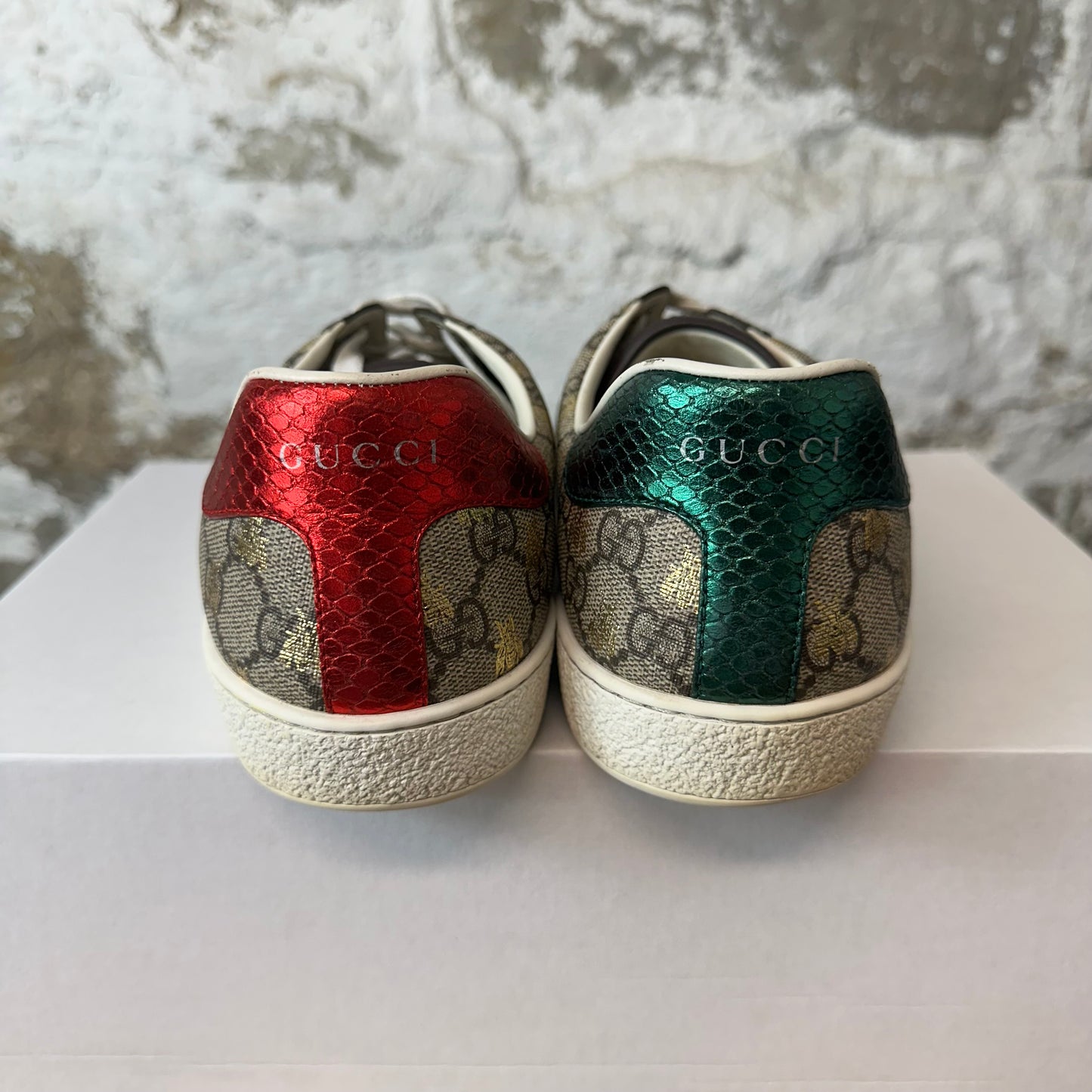Gucci Gold Bee GG Monogram Ace Sneaker Sz 10