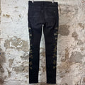 Amiri Green Camo Bones Black Denim Jeans Sz 31