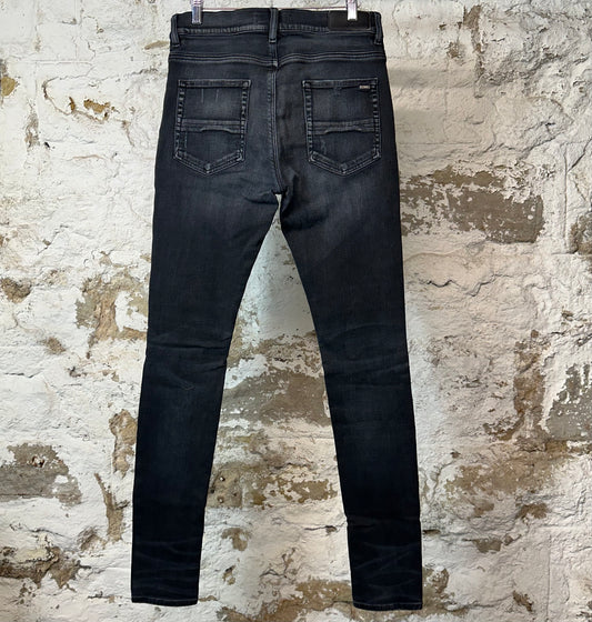 Amiri MX1 Camo Patch Black Denim Jeans Sz 31