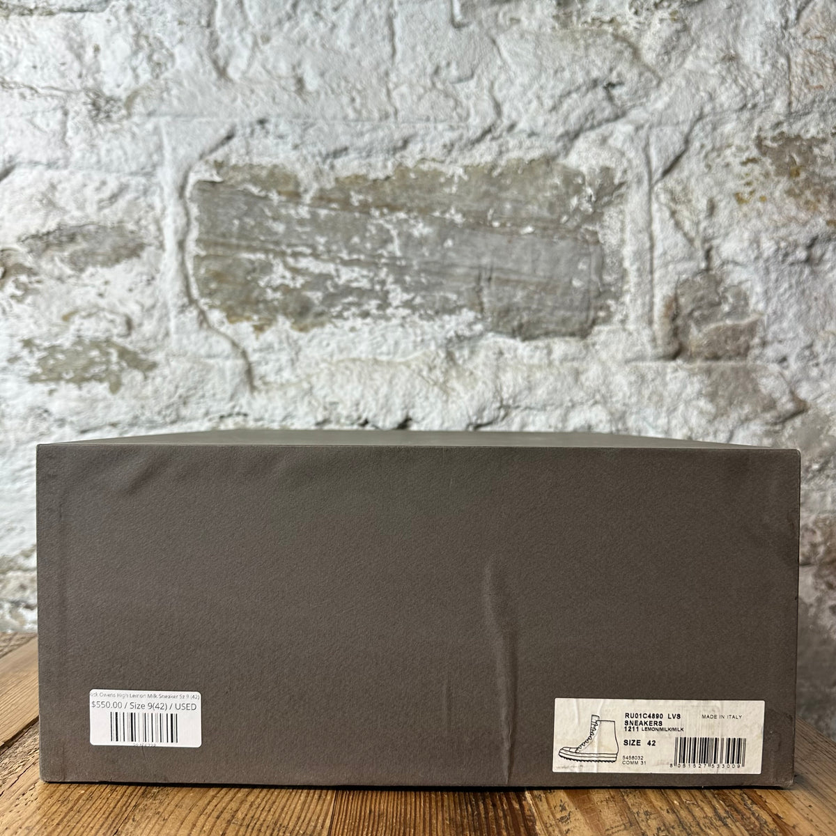 Rick Owens High Lemon Milk Sneaker Sz 9 (42)