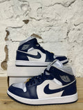 Air Jordan 1 Mid Football Grey Midnight Navy Sz 8.5 (10W)