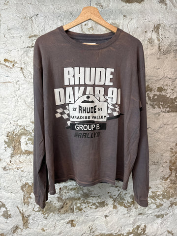 Rhude Dakar 91 Gray Brown L/s Sz S