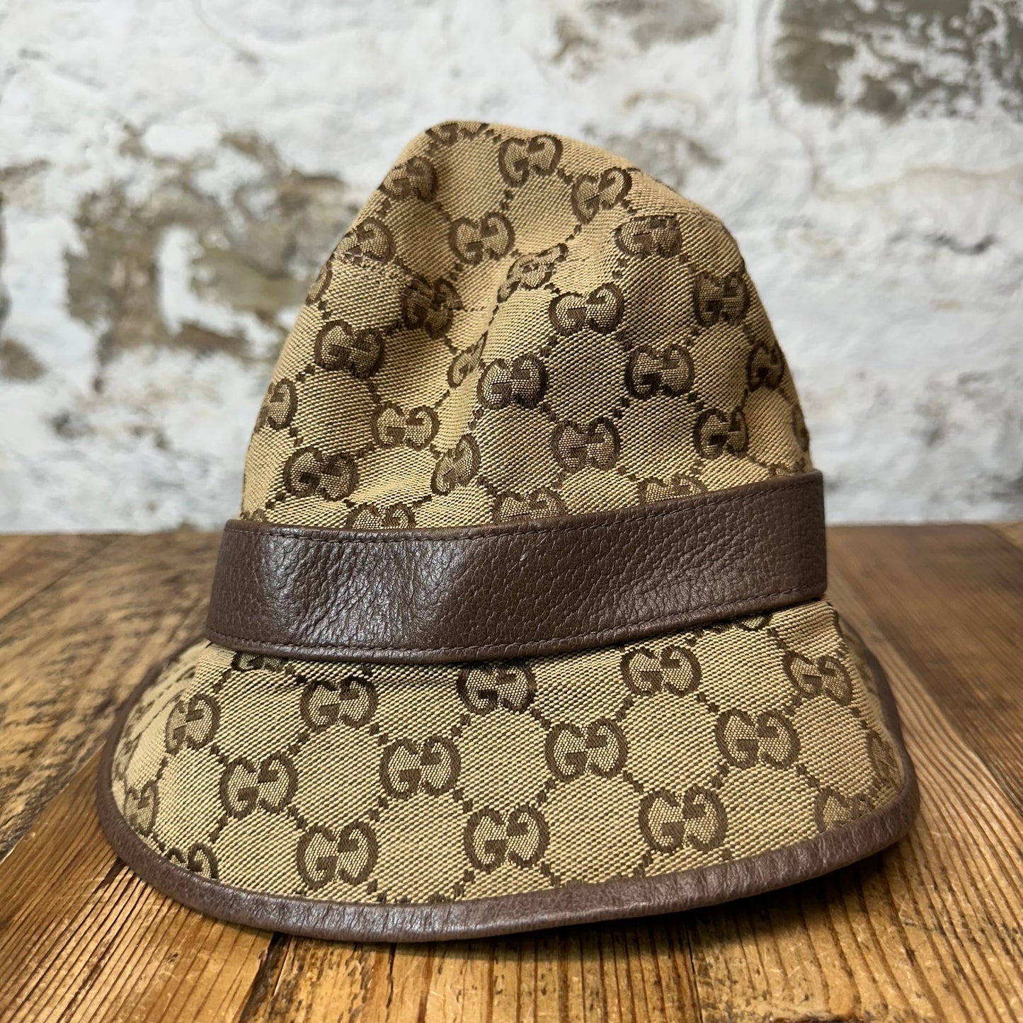 Gucci Beige GG Monogram Bucket Hat Sz M