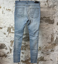 Amiri MX1 Cream Suede Blue Denim Jeans Sz 36
