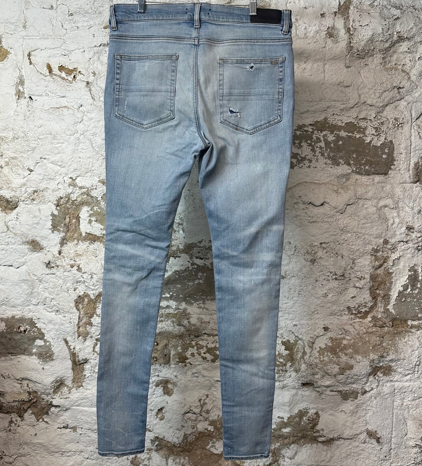 Amiri MX1 Cream Suede Blue Denim Jeans Sz 36