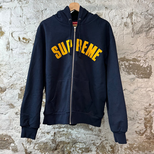 Supreme Yellow Arc Navy Zip Up Hoodie Sz M