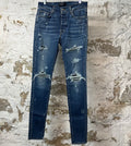 Amiri MX1 Python Print Dark Blue Denim Jeans Sz 31