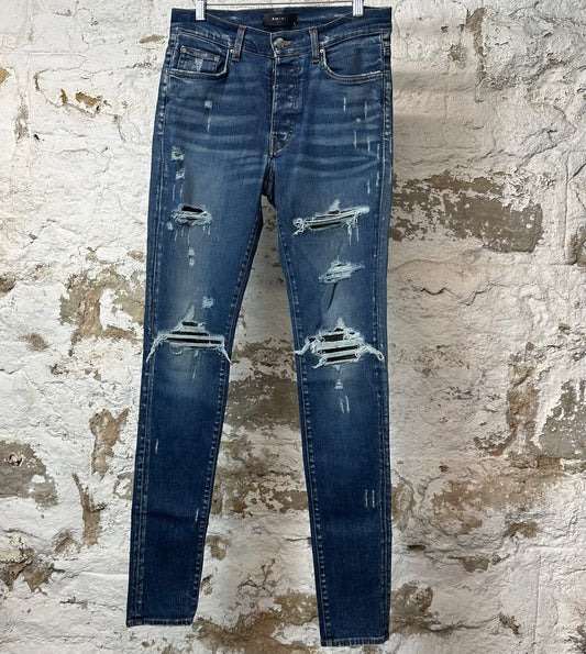 Amiri MX1 Python Print Dark Blue Denim Jeans Sz 31