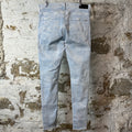Amiri MX1 Blue Leather Mineral Wash Denim Jeans Sz 34