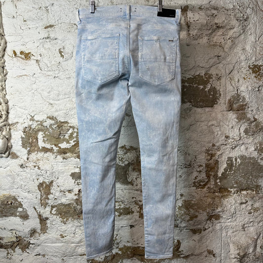 Amiri MX1 Blue Leather Mineral Wash Denim Jeans Sz 34