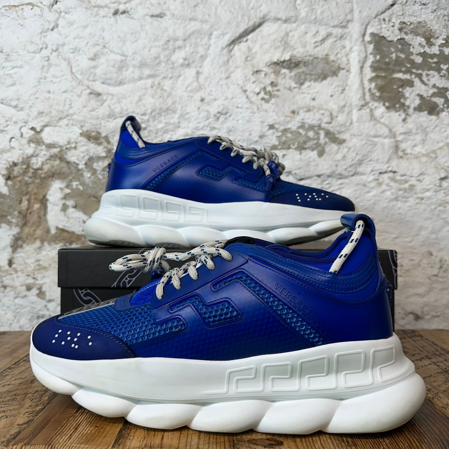 Versace Chain Reaction Blue White Sneaker Sz 12 (45)