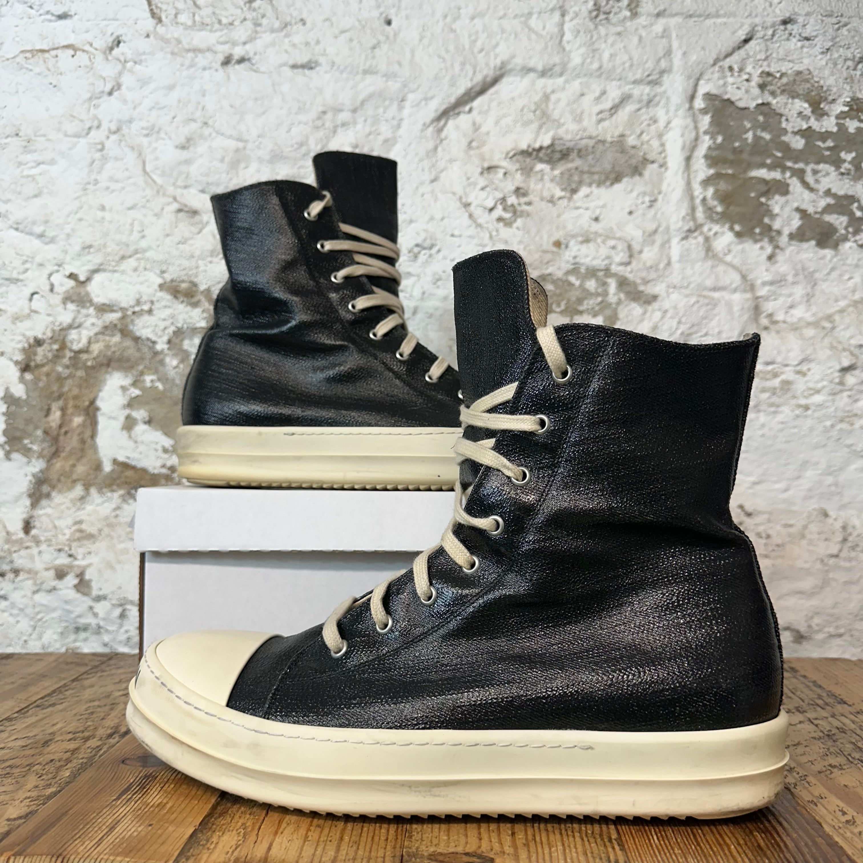 Rick Owens High Black Vinyl Milk Sneaker Sz 12 (45)