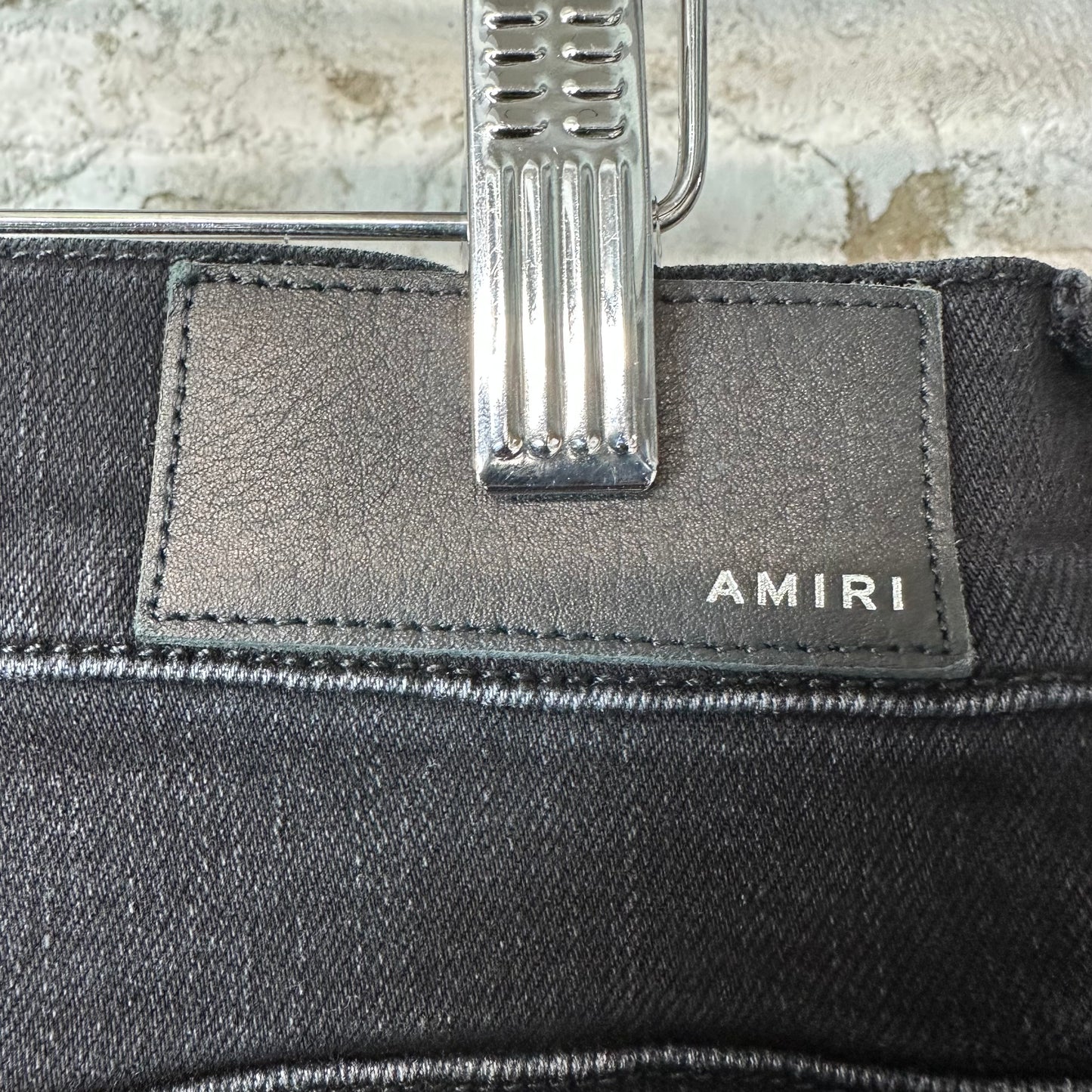 Amiri MX1 Camo Patch Black Denim Jeans Sz 32