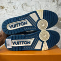 Louis Vuitton Denim Monogram White Trainer Sneaker Sz 10.5 (9LV)