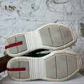 Prada Americas Cup Green Patent Gray White Sneaker Sz 8.5