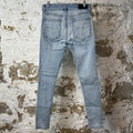 Amiri MX1 Cream Suede Blue Denim Jeans Sz 30