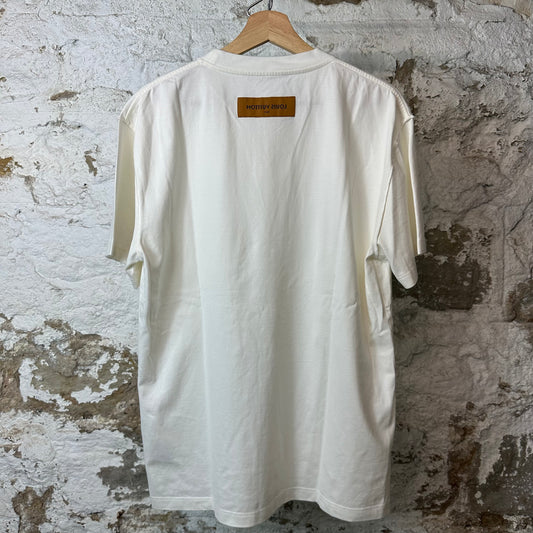 Louis Vuitton Embossed Logo White T-Shirt Sz M