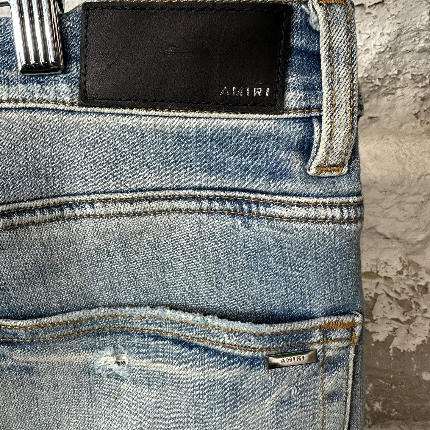 Amiri Tie Dye Patches Blue Denim Jeans Sz 34