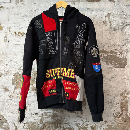 Supreme Patchwork Zip Up Hoodie Black Sz L
