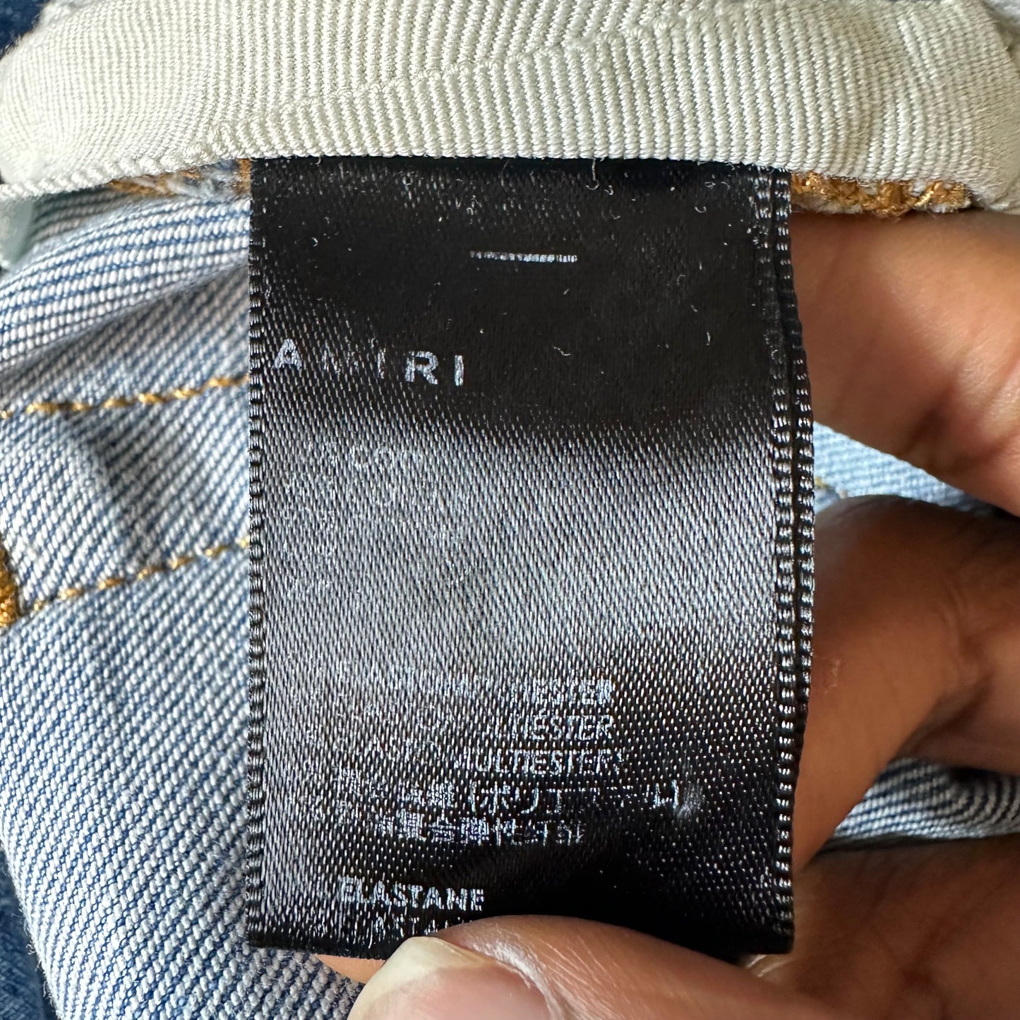 Amiri MX1 Sky Blue Cream Blue Denim Jeans Sz 30