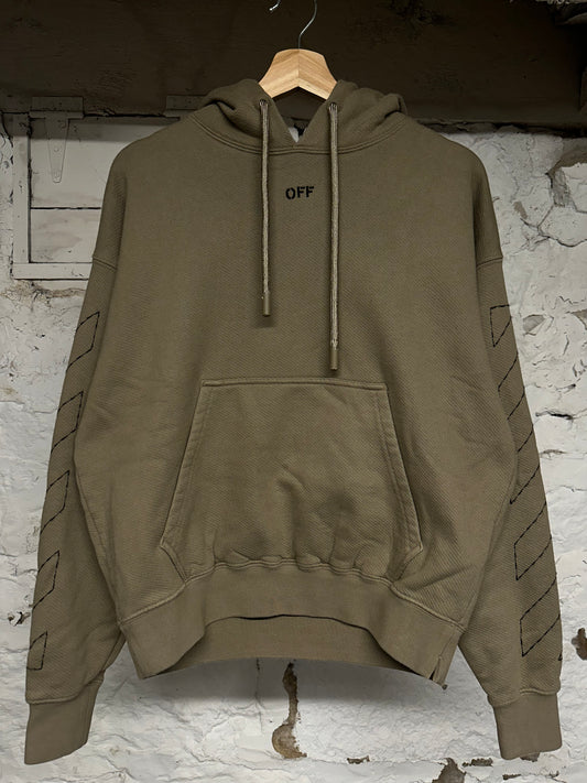 Off-White 3D Diagonals Hoodie Light Brown Sz XS