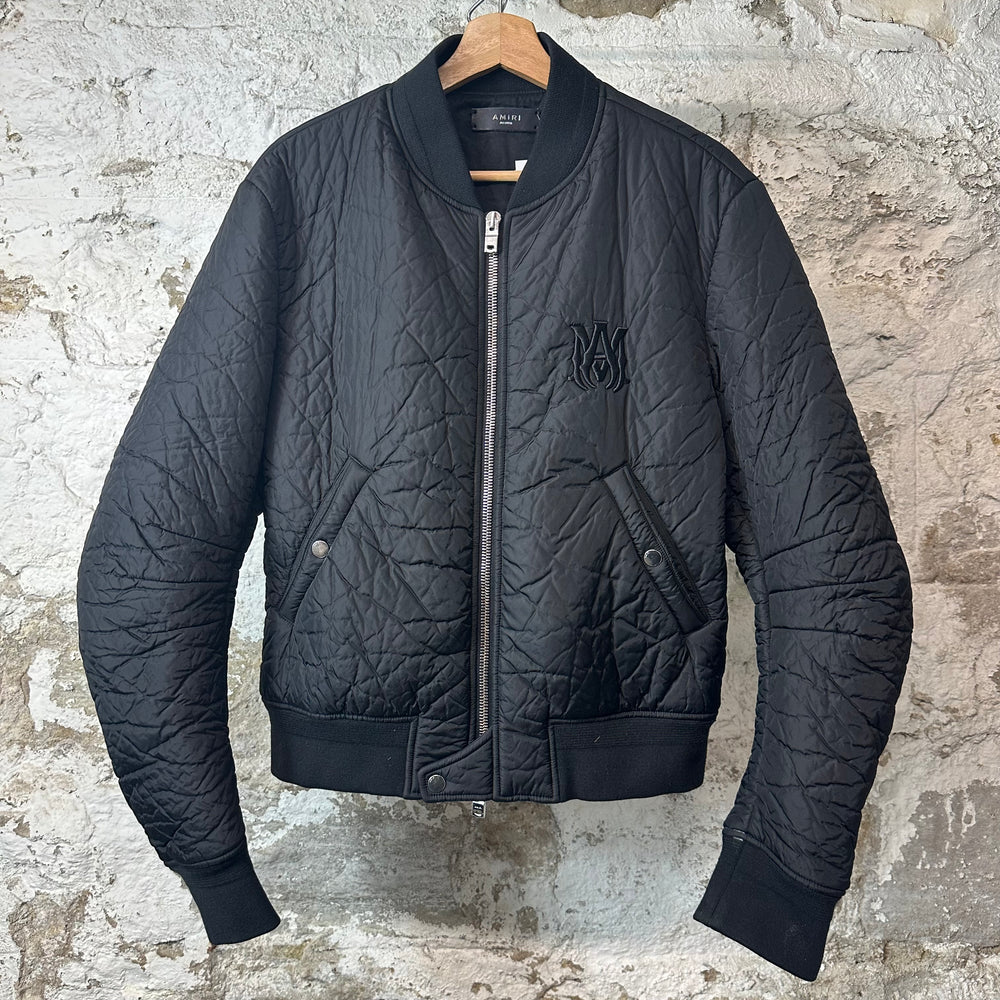 Amiri MA Tonal Crinkle Bomber Jacket Black Sz M