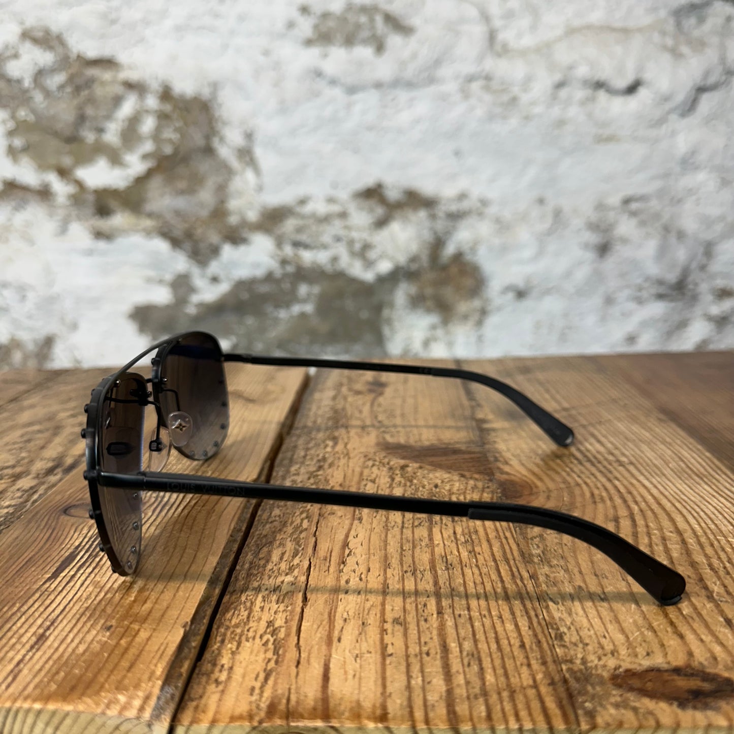 Louis Vuitton Studded Party Black Aviator Sunglasses