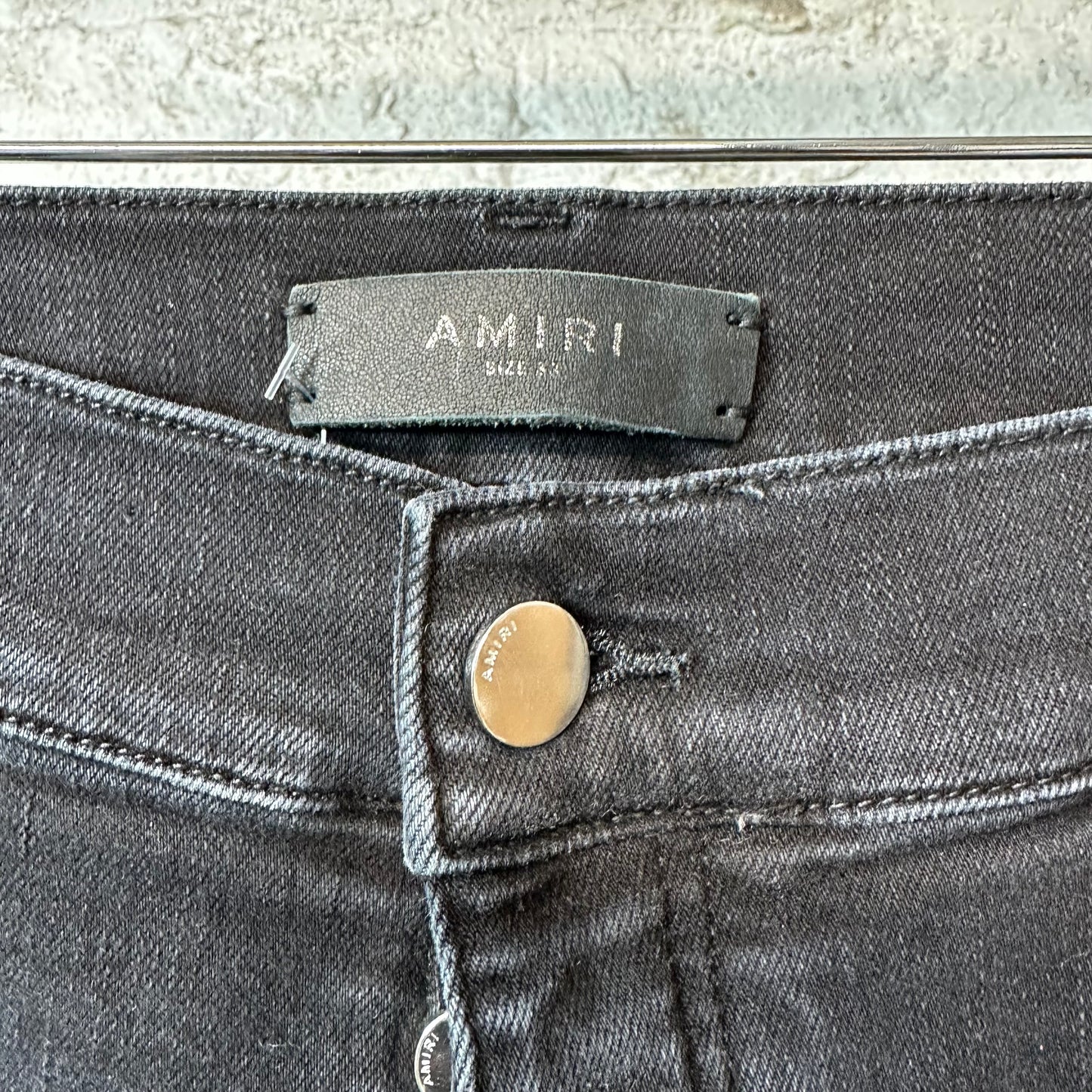Amiri MX1 Red Suede Faded Black Denim Jeans Sz 38
