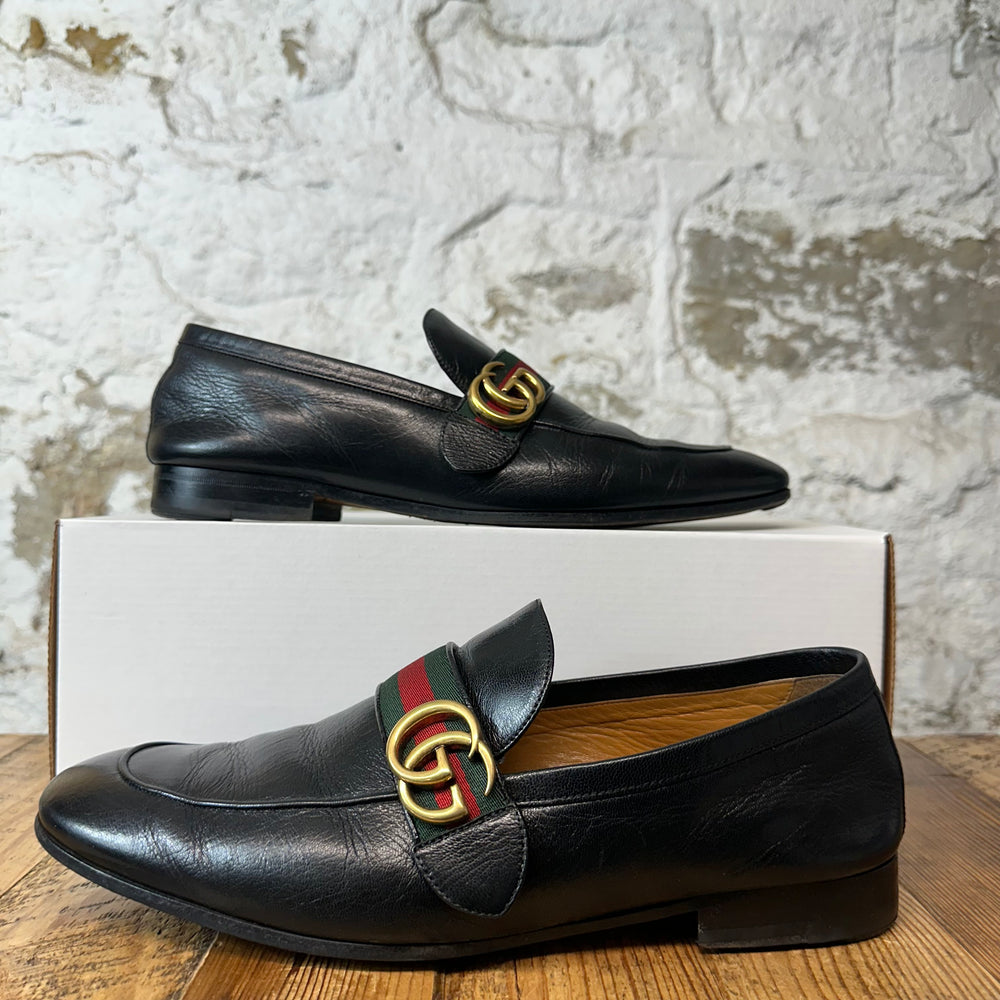 Gucci Donnie Web Double GG Black Loafer Sz 10