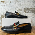 Gucci Donnie Web Double GG Black Loafer Sz 10