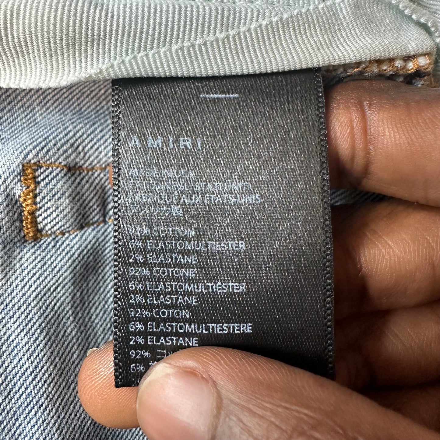 Amiri MX1 Denim Paint Splatter Blue Denim Jeans Sz 32