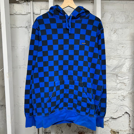 Supreme Blue Checkered Hoodie Sz L