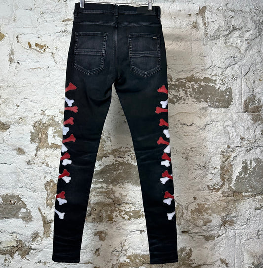 Amiri MX1 Red White Bone Black Denim Jeans Sz 29