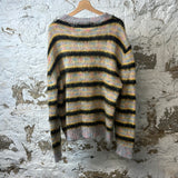 Marni Black Multicolor Stripe Mohair Crewneck Sz L (50)