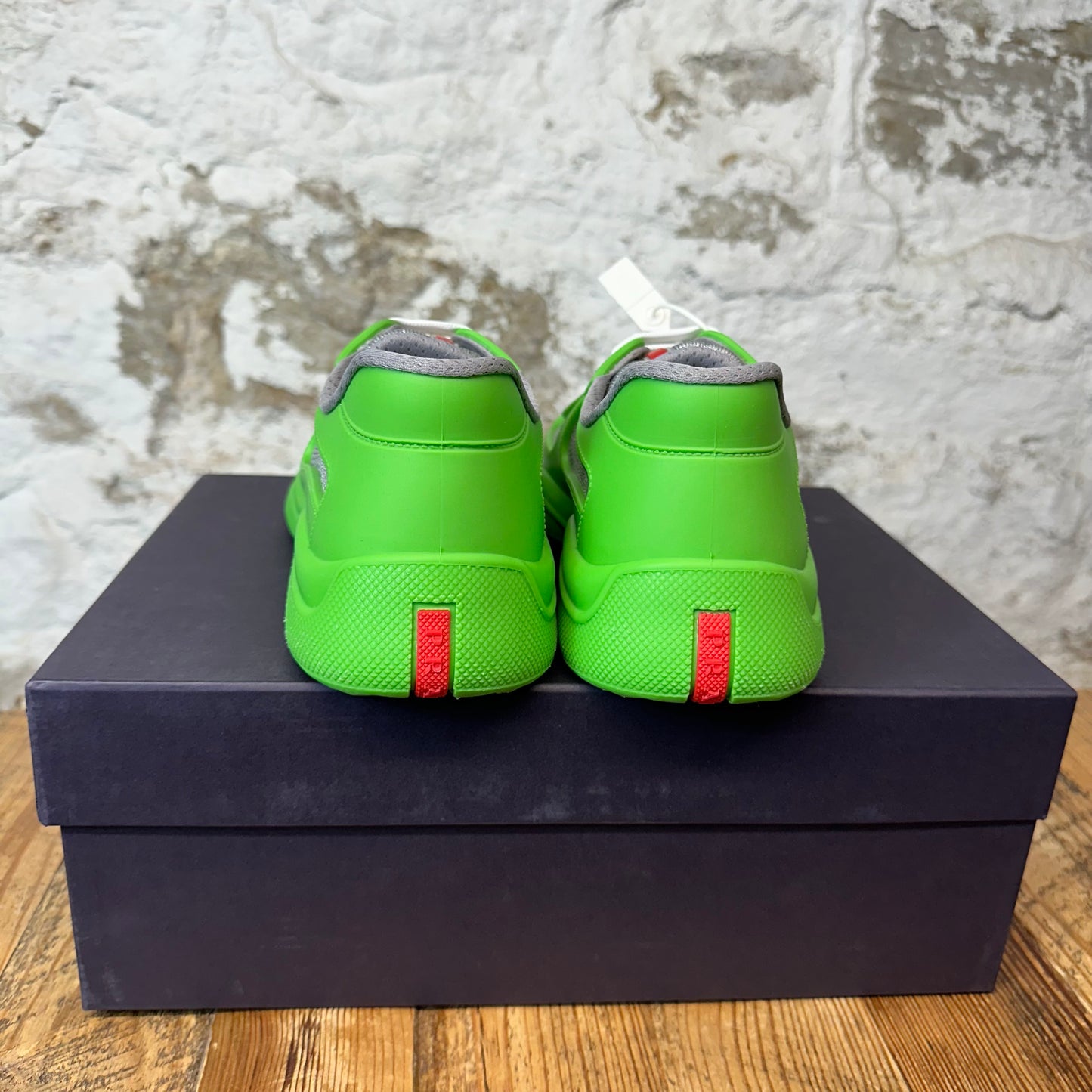 Prada Americas Cup Green Rubber Sneaker Sz 7 (40) DS