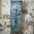 Amiri MX1 Pink Suede Blue Denim Jeans Sz 33