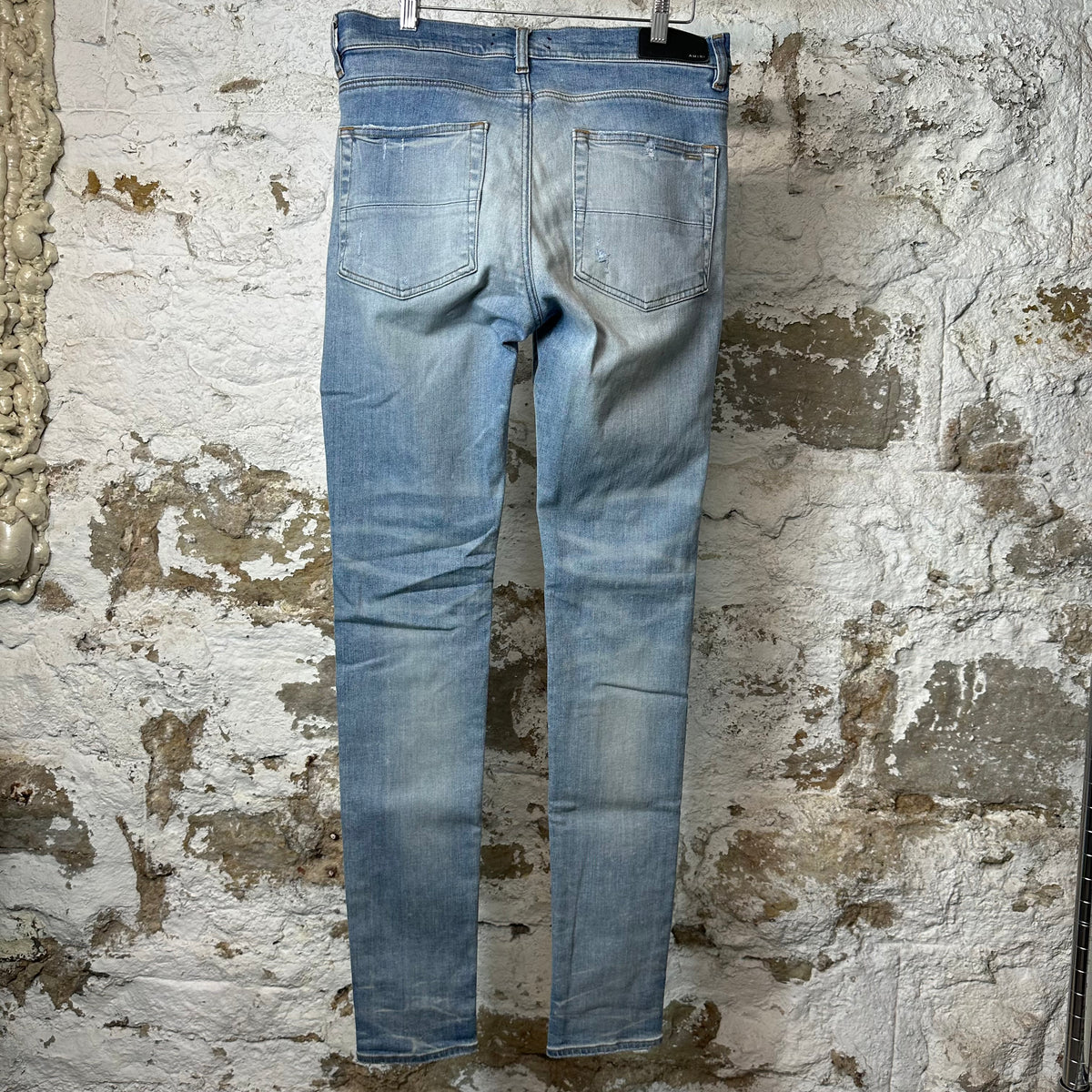 Amiri MX1 Pink Suede Blue Denim Jeans Sz 33