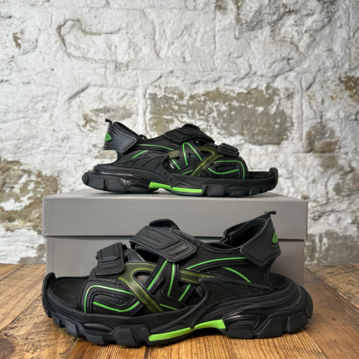 Balenciaga Black Green Track Sandal Sz 10 (43)
