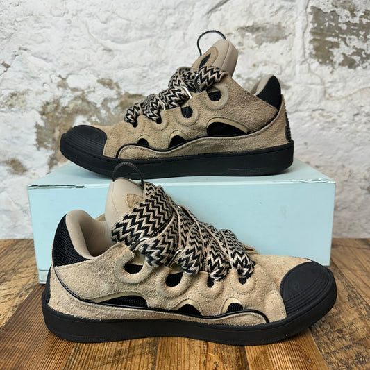 Lanvin Curb Black Brown Lace Brown Suede Sneaker Sz 12 (45)