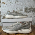 Prada Americas Cup Grey Patent White Sneaker Sz 7.5