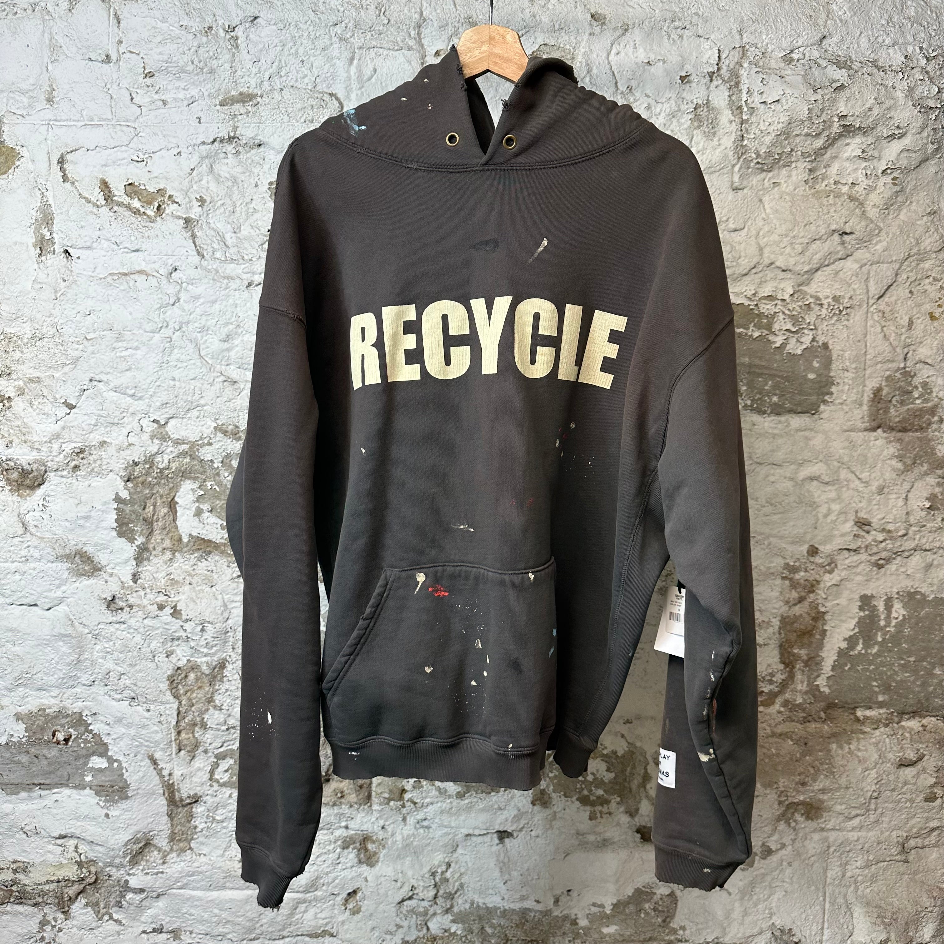 Gallery Dept Paint Splatter Recycle Hoodie Black Sz S