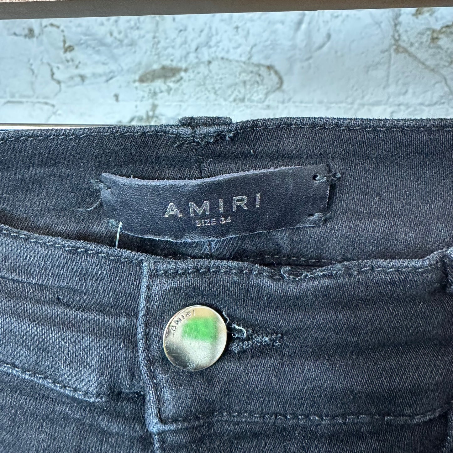 Amiri Stitched Side Spell Black Denim Jeans Sz 34
