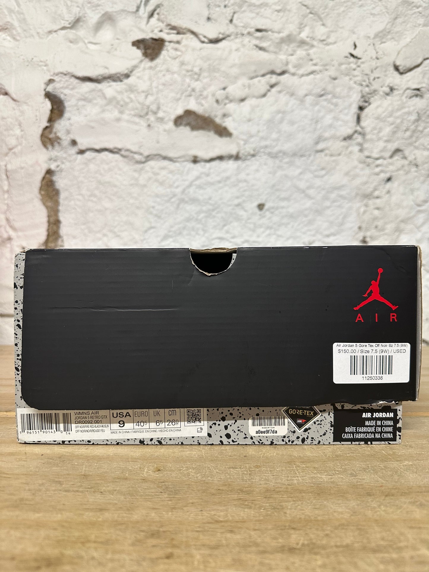 Air Jordan 5 Gore Tex Off Noir Sz 7.5 (9W)