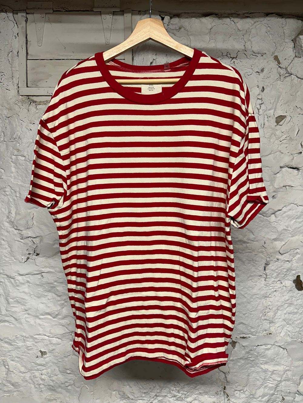 FOG Collection One Striped Red White T-Shirt Sz M