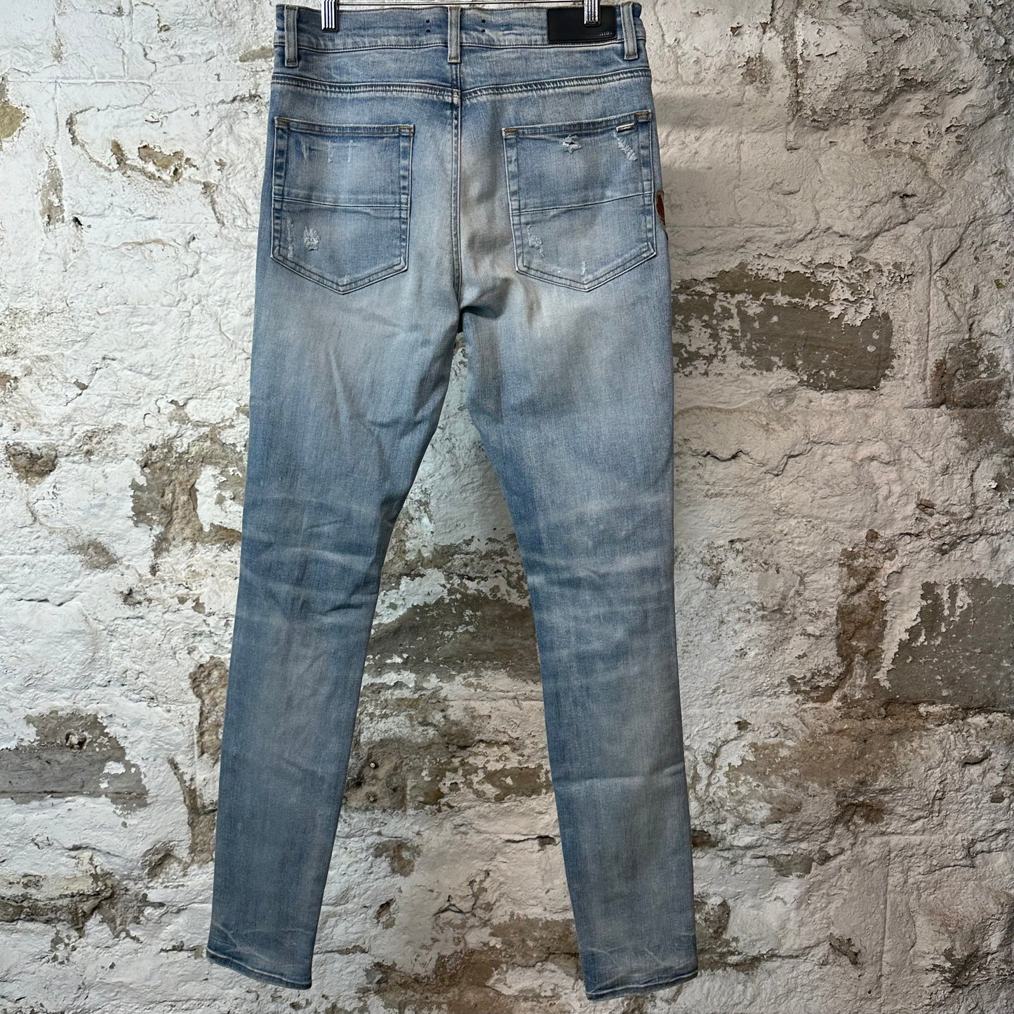 Amiri Biker Patches Blue Denim Jeans Sz 34