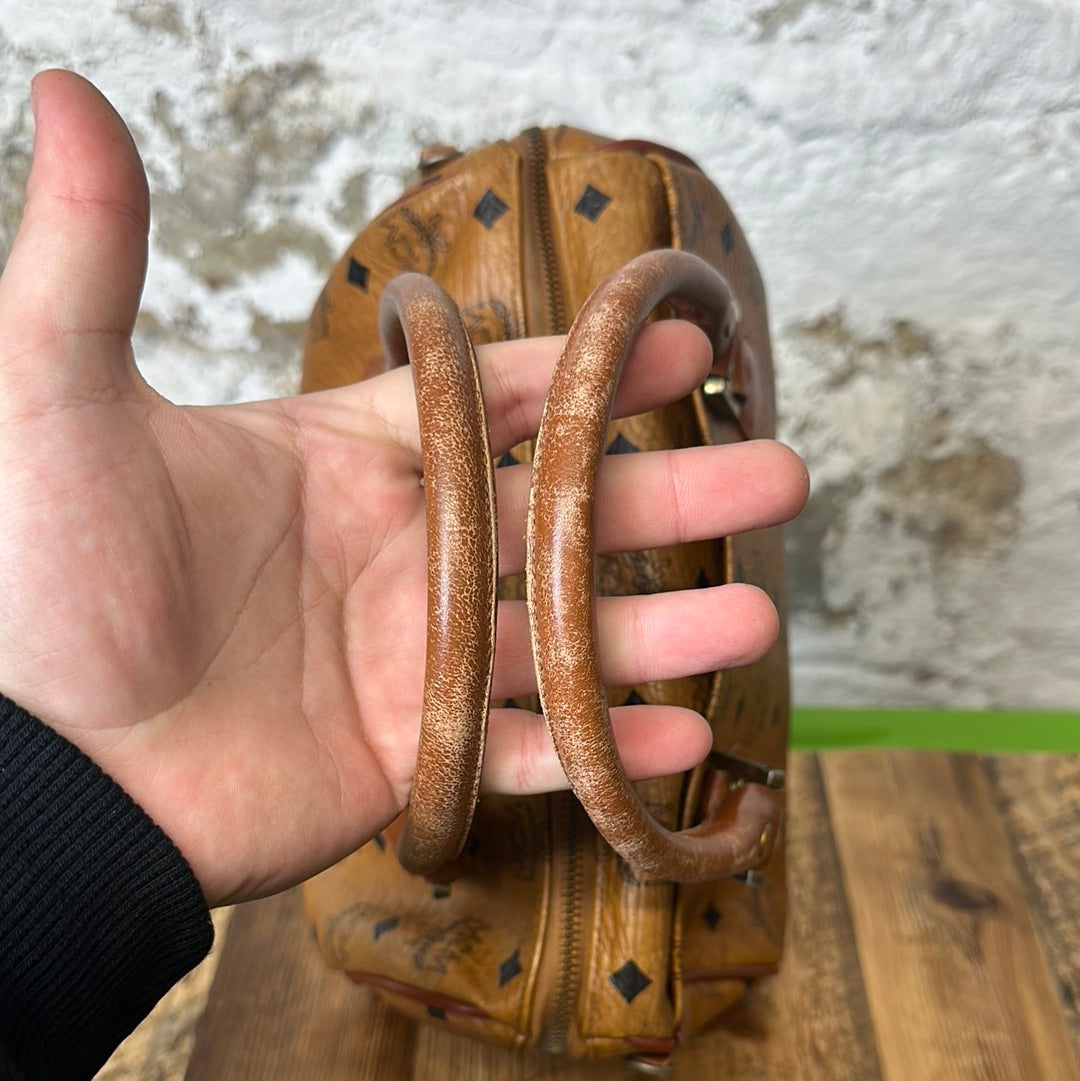 MCM Cognac Boston Bag