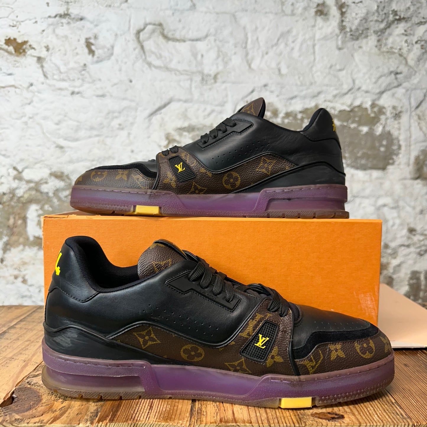 Louis Vuitton Black Brown Purple Sneaker Sz 11.5 (10LV)