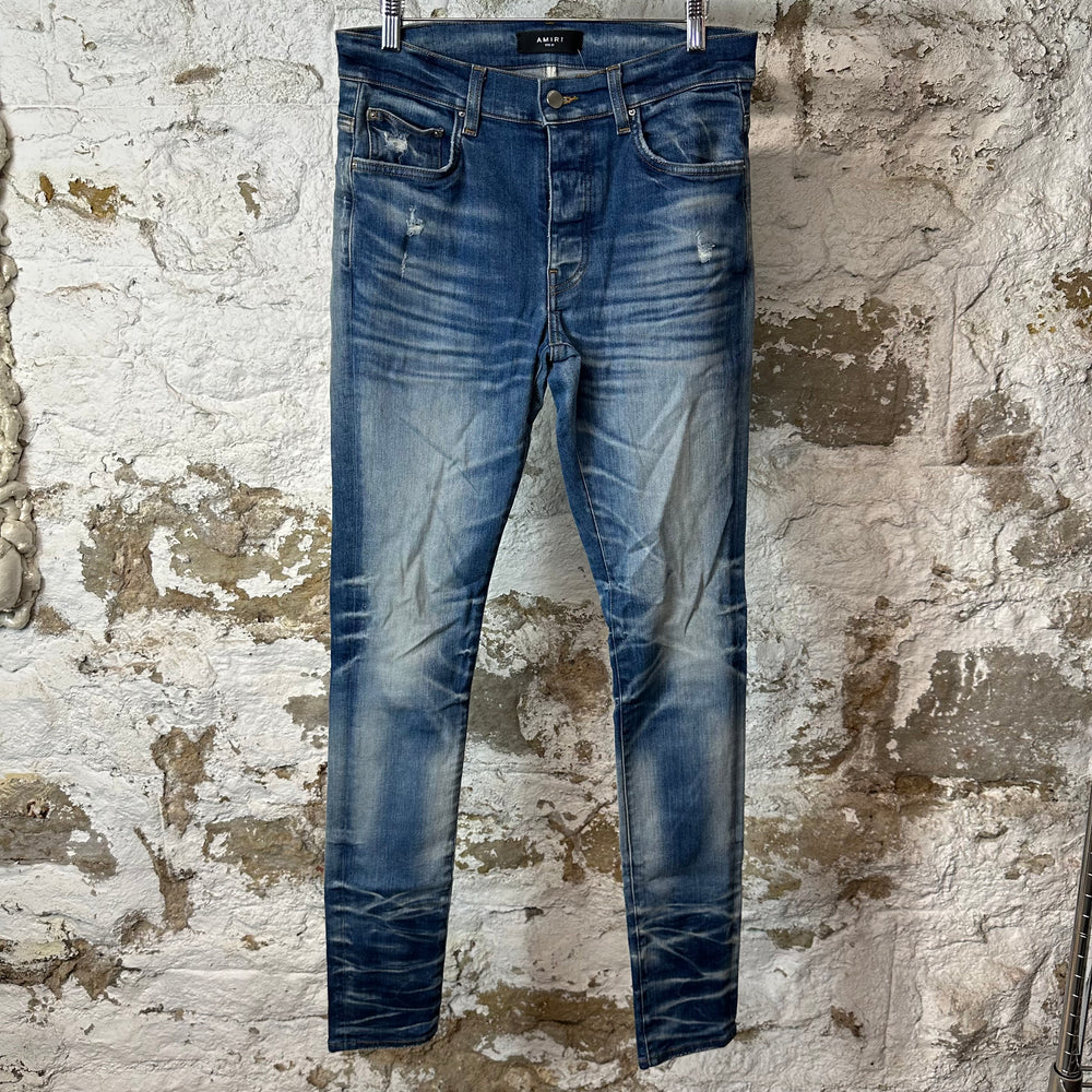 Amiri Plain Blue Honeycomb Denim Jeans Sz 31
